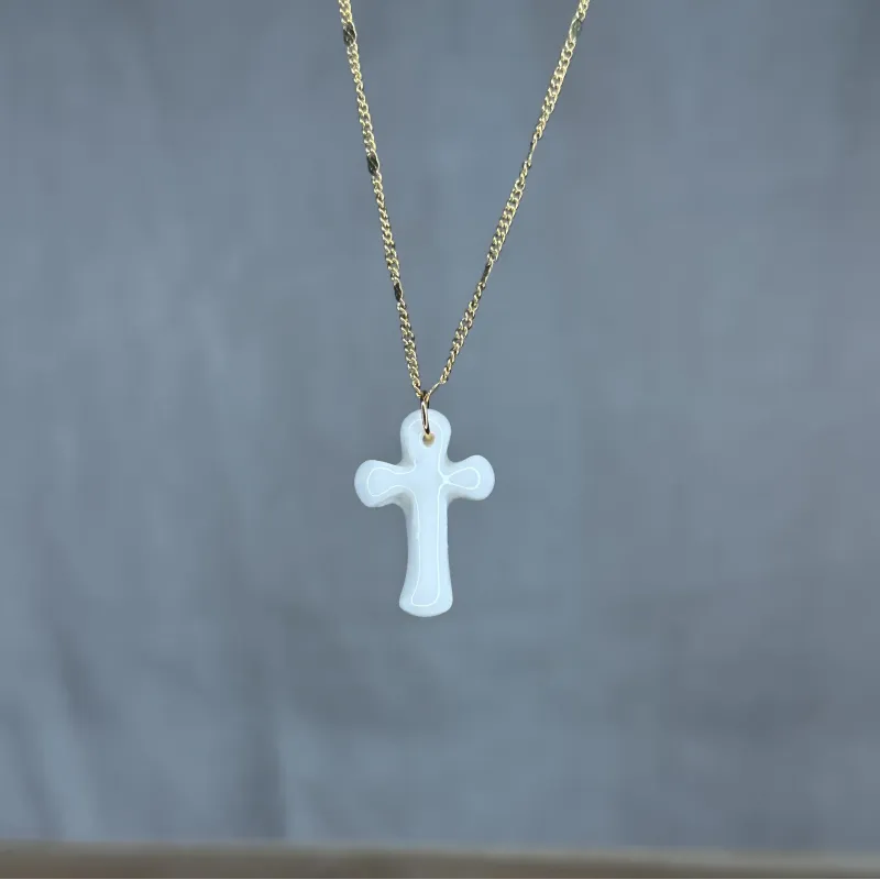 Collier en porcelaine - Croix