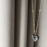 Collier cœur noir en grès émaillé, fait main