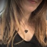 Collier cœur noir en grès émaillé, fait main