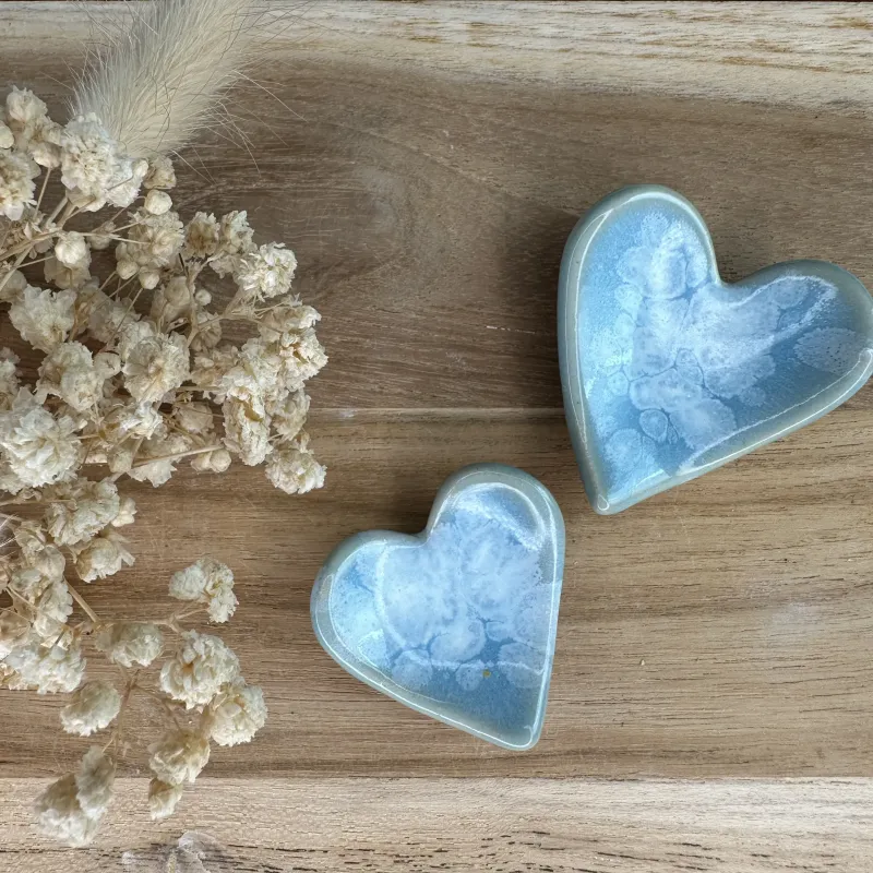 Coeur "Céladon" - Worry stone velours