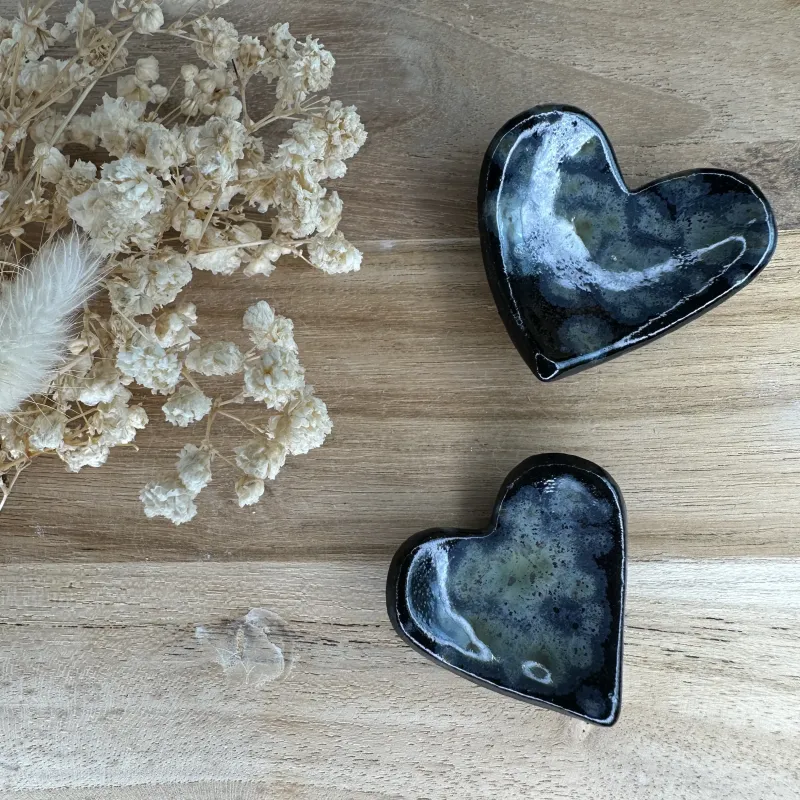 Coeur "Night" - Worry stone velours