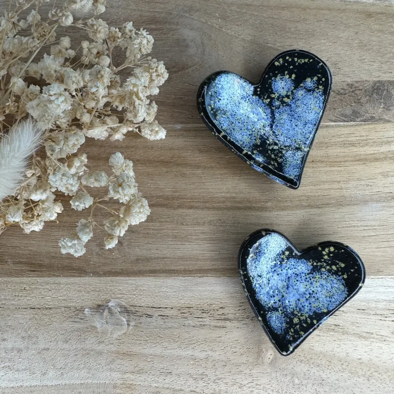 Coeur "Black cosmos" - Worry stone velours