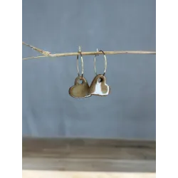 Boucles d'oreilles en grès blanc émaillé, faites main