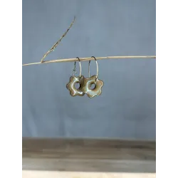 Boucles d'oreilles en grès blanc émaillé, faites main