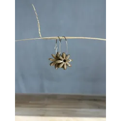 Boucles d'oreilles en grès blanc émaillé, faites main