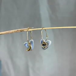 Boucles d'oreilles Cosmos - coeurs asymétriques