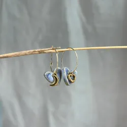 Boucles d'oreilles Cosmos - coeurs asymétriques