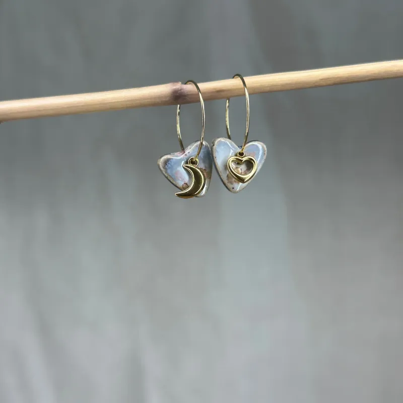 Boucles d'oreilles Galaxie - coeurs asymétriques