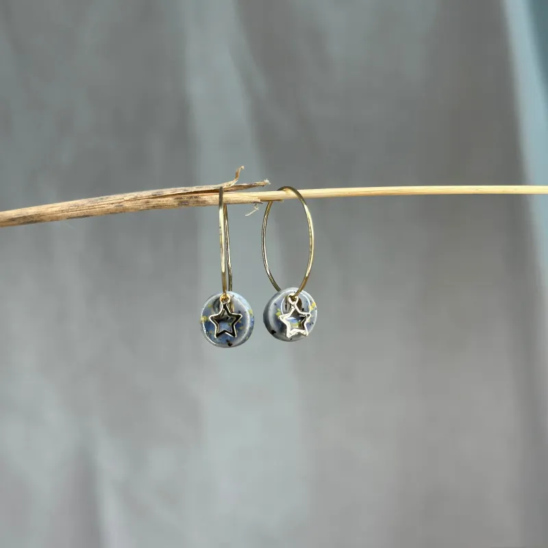 Boucles d'oreilles Cosmos - étoiles dorées