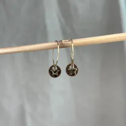 Boucles d'oreilles kaki - étoiles dorées