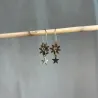 Boucles d'oreilles mini fleurs kaki - étoiles dorées