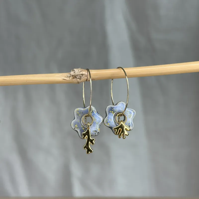 Boucles d’oreilles cosmos - coraux asymétriques