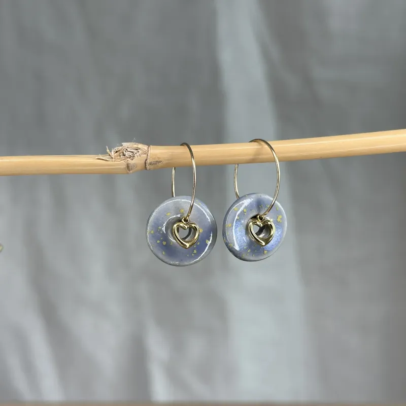 Boucles d’oreilles cosmos - petits coeurs