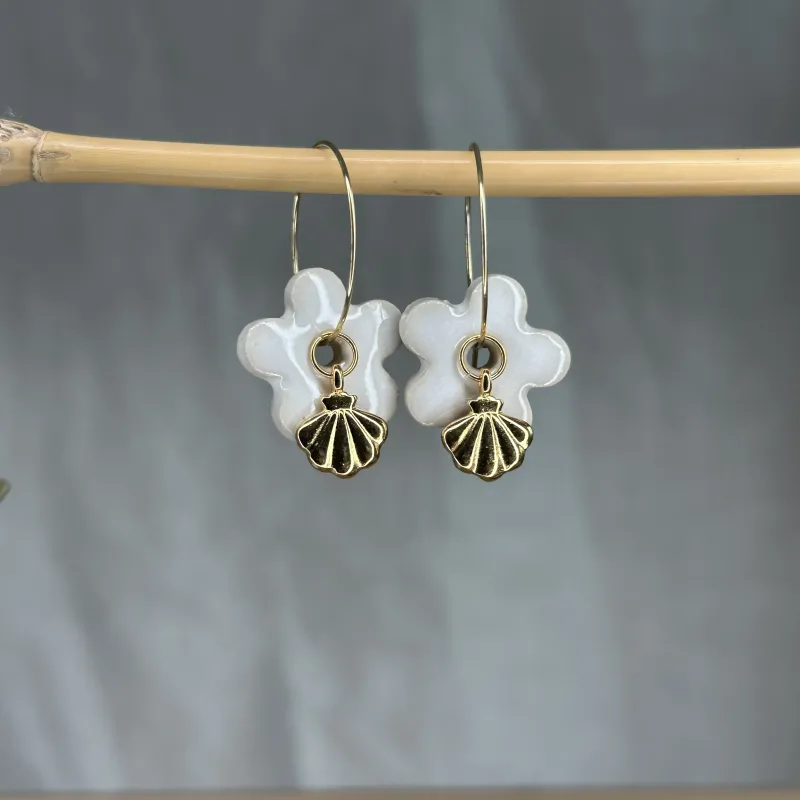 Boucles d’oreilles blanche - Coquillage