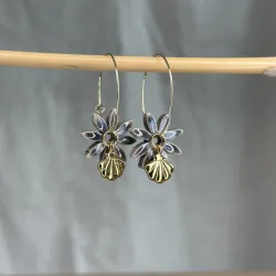 Boucles d'oreilles en porcelaine, façonnées et peintes à la main