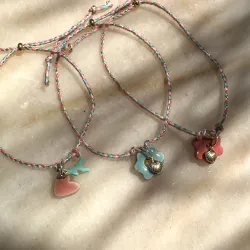 Bracelet ajustable en céramique - rose/bleu