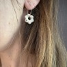 Boucles d'oreilles Alba en grès blanc émaillé, faites main