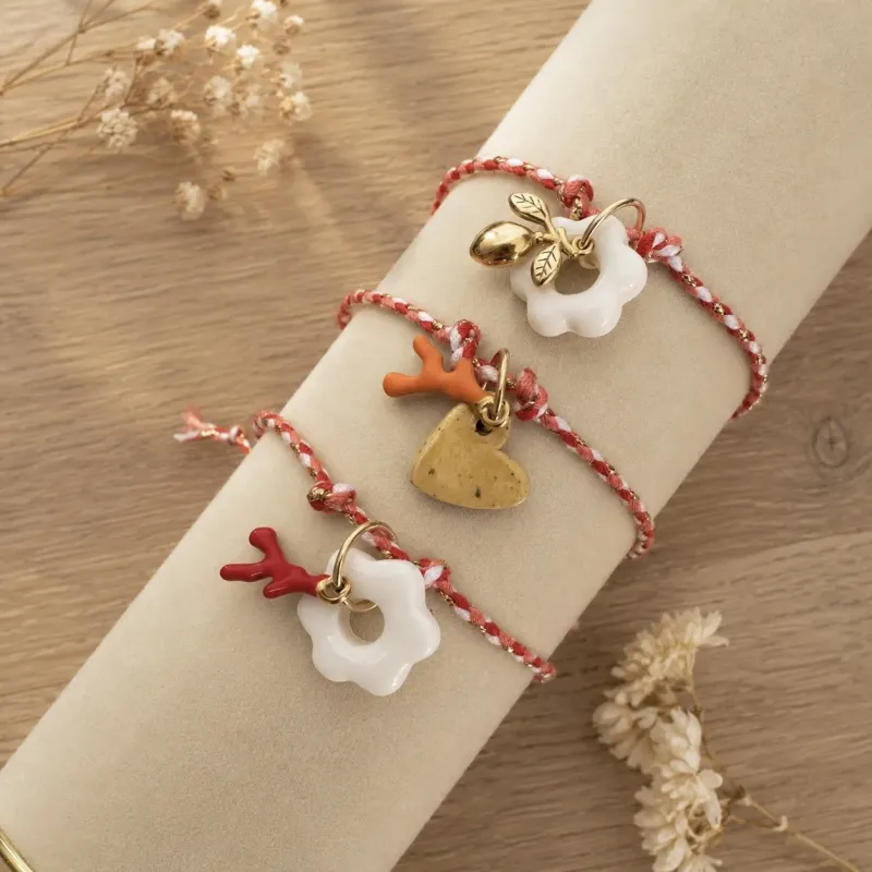 Bracelet ajustable en céramique - rouge