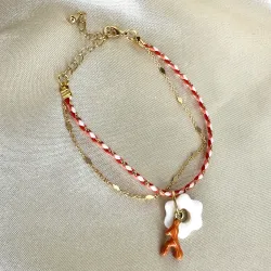 Bracelet d'été en porcelaine - corail orange
