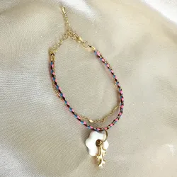 Bracelet d'été en porcelaine - corail doré