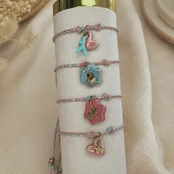 Bracelet ajustable en céramique - rose/bleu