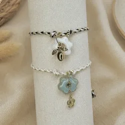 Bracelet ajustable en céramique - blanc - noir