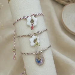 Bracelet ajustable en céramique - rose/parme