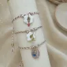 Bracelet ajustable en céramique - rose/parme