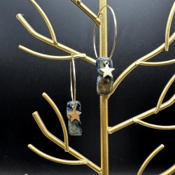 Boucles d’oreilles "Twister" en grès noir émaillé, façonnées à la main