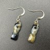 Boucles d’oreilles "Twister" en grès noir émaillé, façonnées à la main