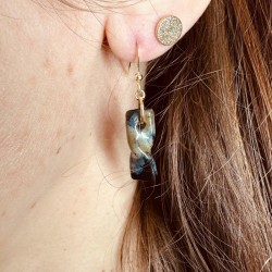 Boucles d’oreilles "Twister" en grès noir émaillé, façonnées à la main