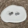 Boucles d'oreilles en grès blanc émaillé, faites main