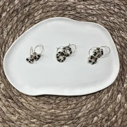 Boucles d'oreilles en grès blanc émaillé, faites main